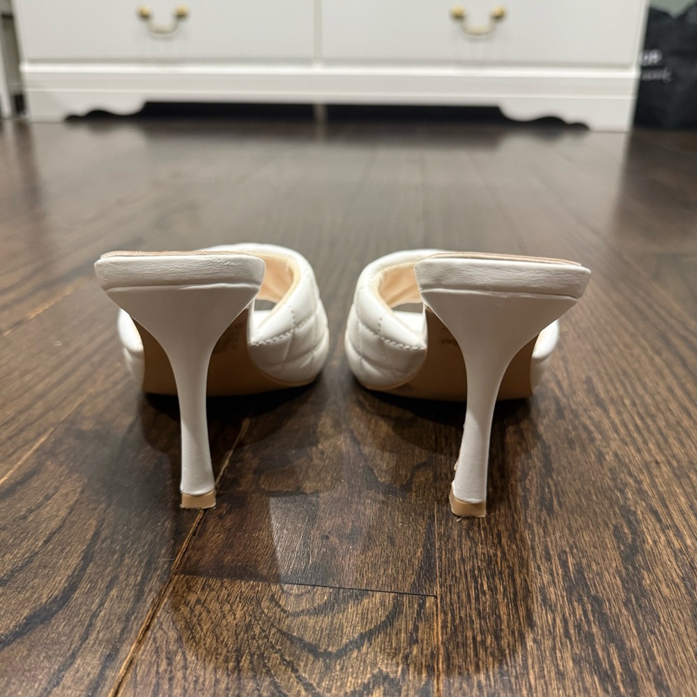 Quilted Kitten Heels / Sandal / Mule - white - Picture 7 of 8